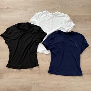 Set of Three Fitted T-Shirts in Black, White, and Navy